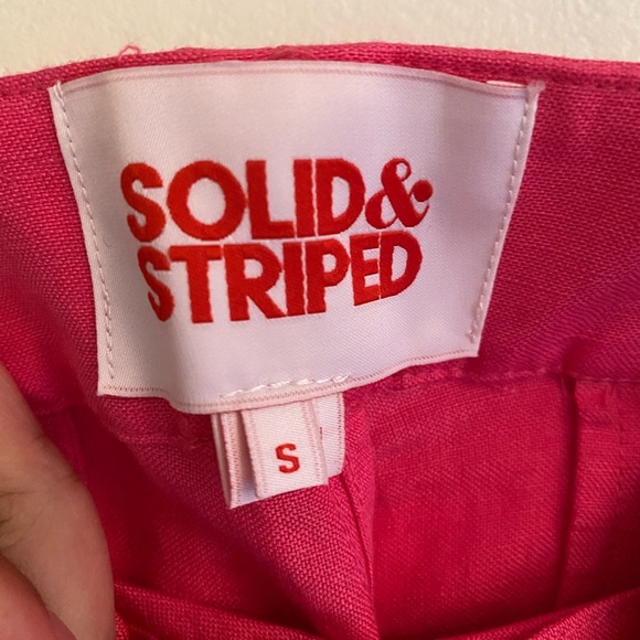 Solid & Striped Tailored Linen blend shorts Fushia size s belted - Picture 8 of 10